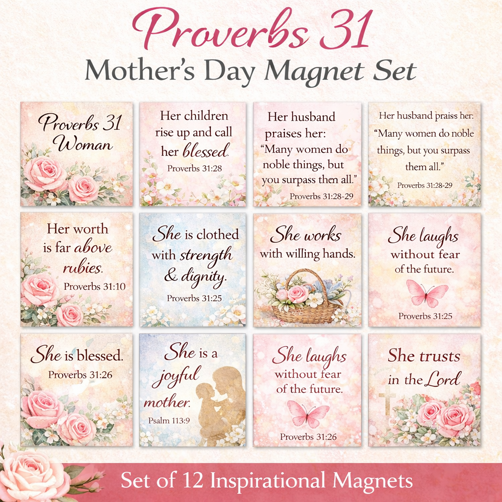 Proverbs 31 Magnet Set – 12 Faith-Inspired Keepsakes