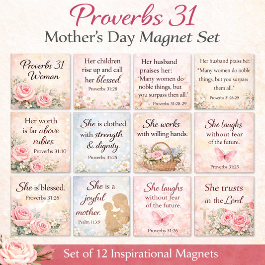 Proverbs 31 Magnet Set – 12 Faith-Inspired Keepsakes