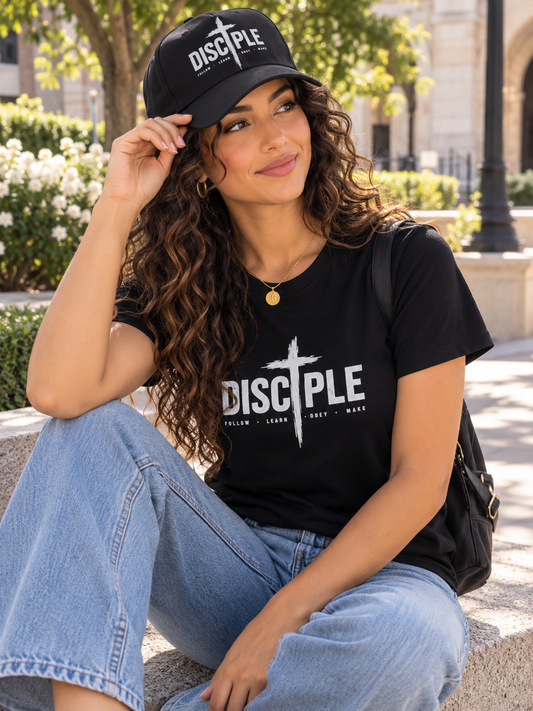 Disciple Christian T-Shirt for Women – Black Faith Tee