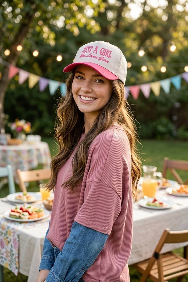 Just a Girl Who Loves Jesus Two-Tone Christian Cap