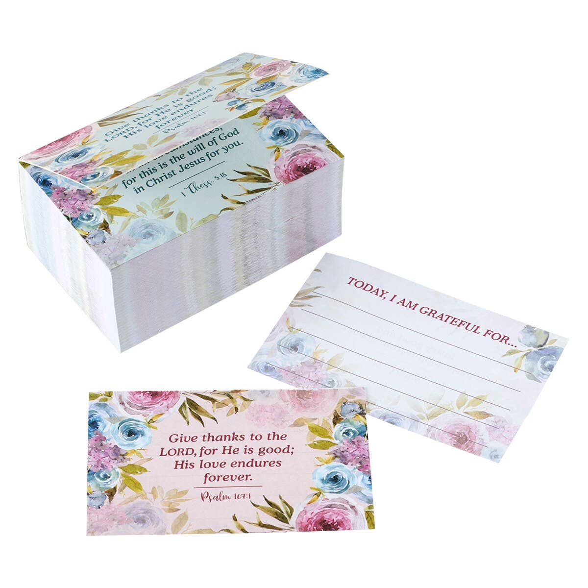 Give Thanks pink Christian gratitude jar refill cards with Scripture